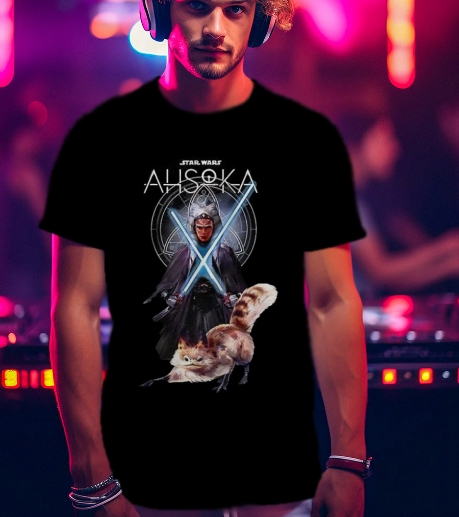 Ahsoka Star Wars Character Lightsabers And Loth-Cat T-Shirt