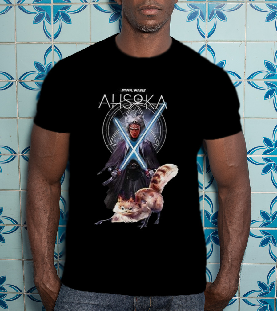 Ahsoka Star Wars Character Lightsabers And Loth-Cat T-Shirt