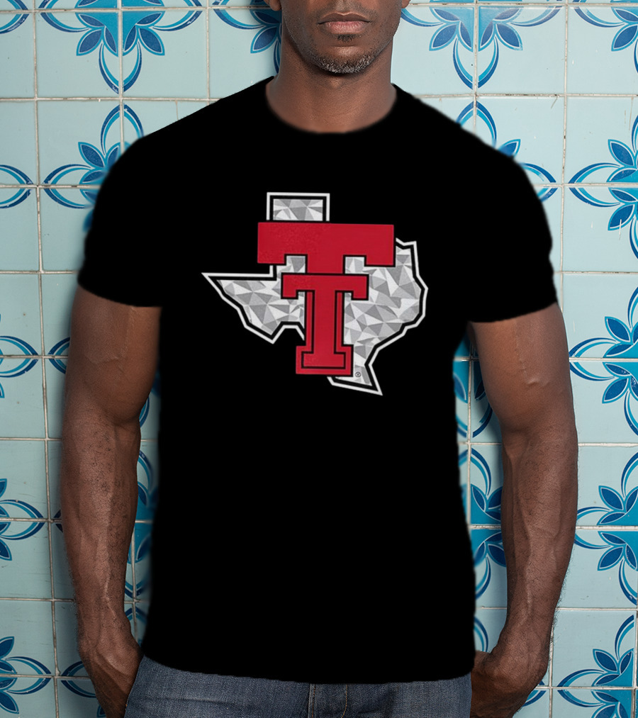 Texas Tech Red Raiders TT Emblem With Texas State Shape T-Shirt