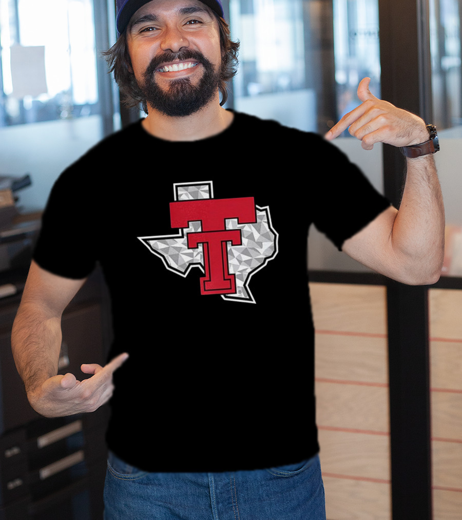 Texas Tech Red Raiders TT Emblem With Texas State Shape T-Shirt