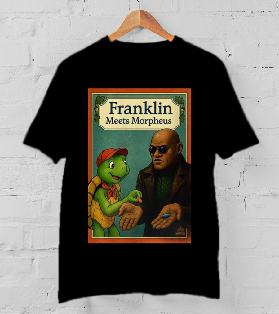 Franklin Meets Morpheus Turtle Red Blue Pill Choice Encounter T-Shirt