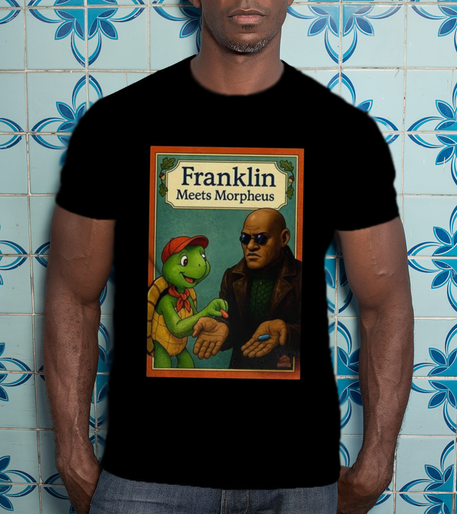 Franklin Meets Morpheus Turtle Red Blue Pill Choice Encounter T-Shirt