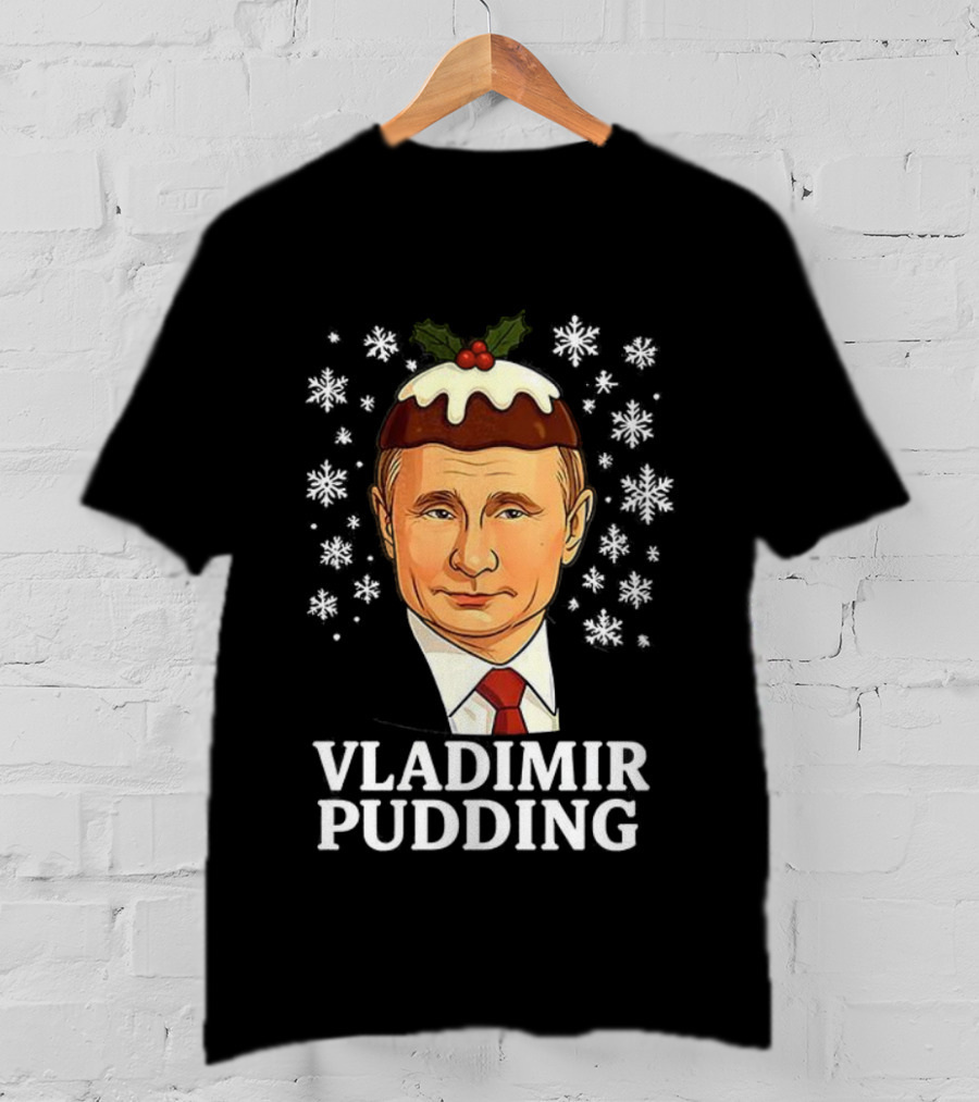 Vladimir Pudding Funny Christmas Caricature Snowflakes T-Shirt