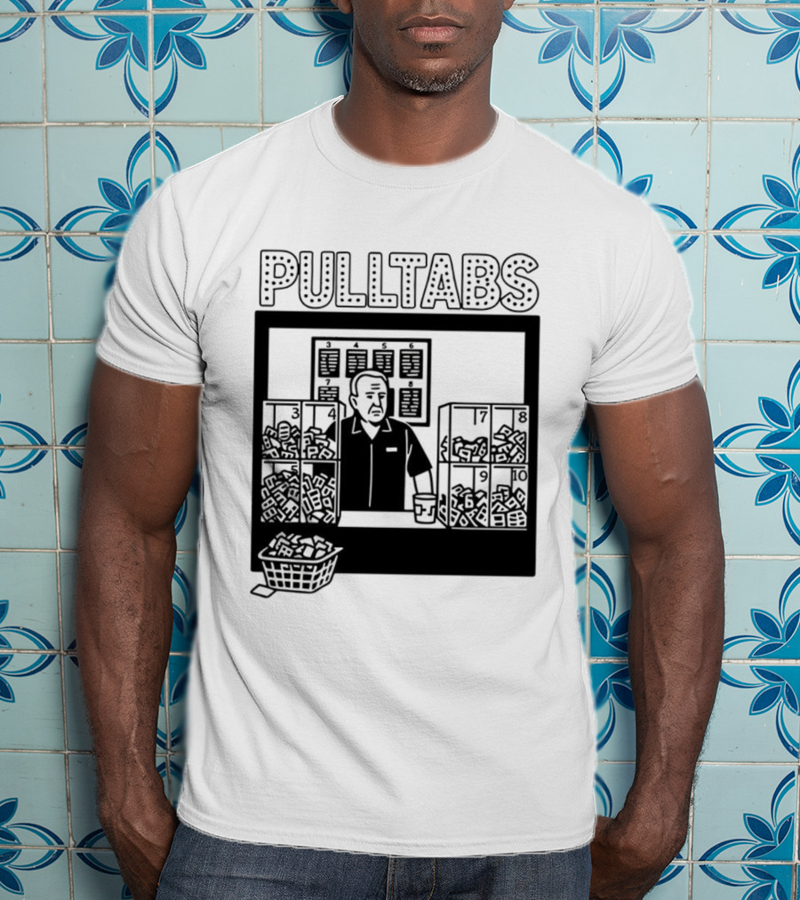 Minnesota Pull Tabs Comic Scene With Counter And Boxes T-Shirt