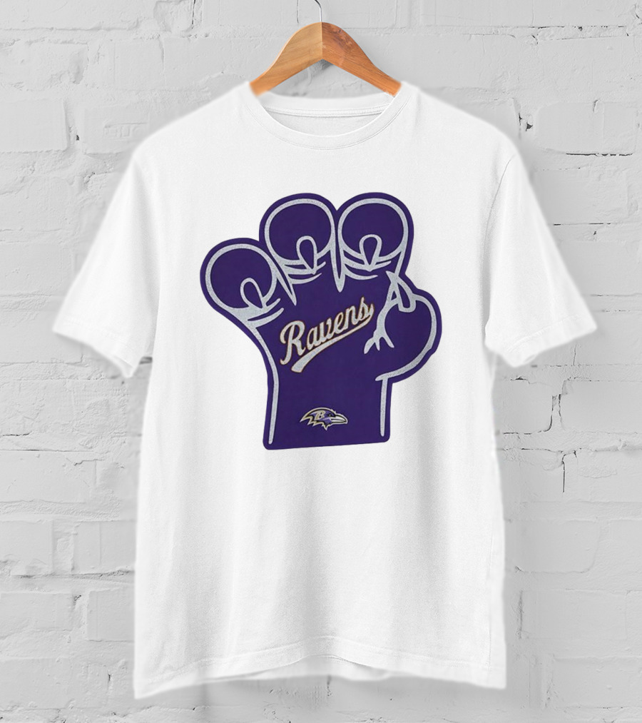 Baltimore Ravens Foam Claw Hand Purple Team Spirit Fan Gear T-Shirt