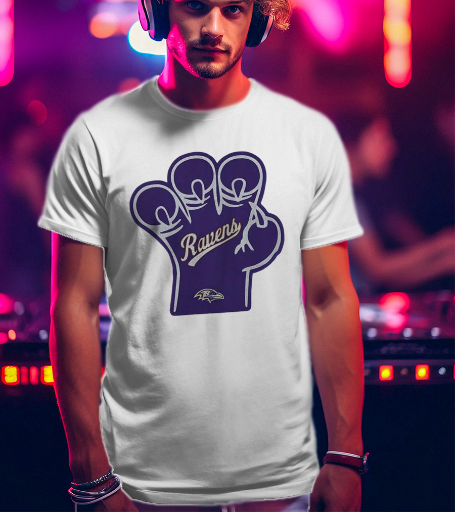 Baltimore Ravens Foam Claw Hand Purple Team Spirit Fan Gear T-Shirt