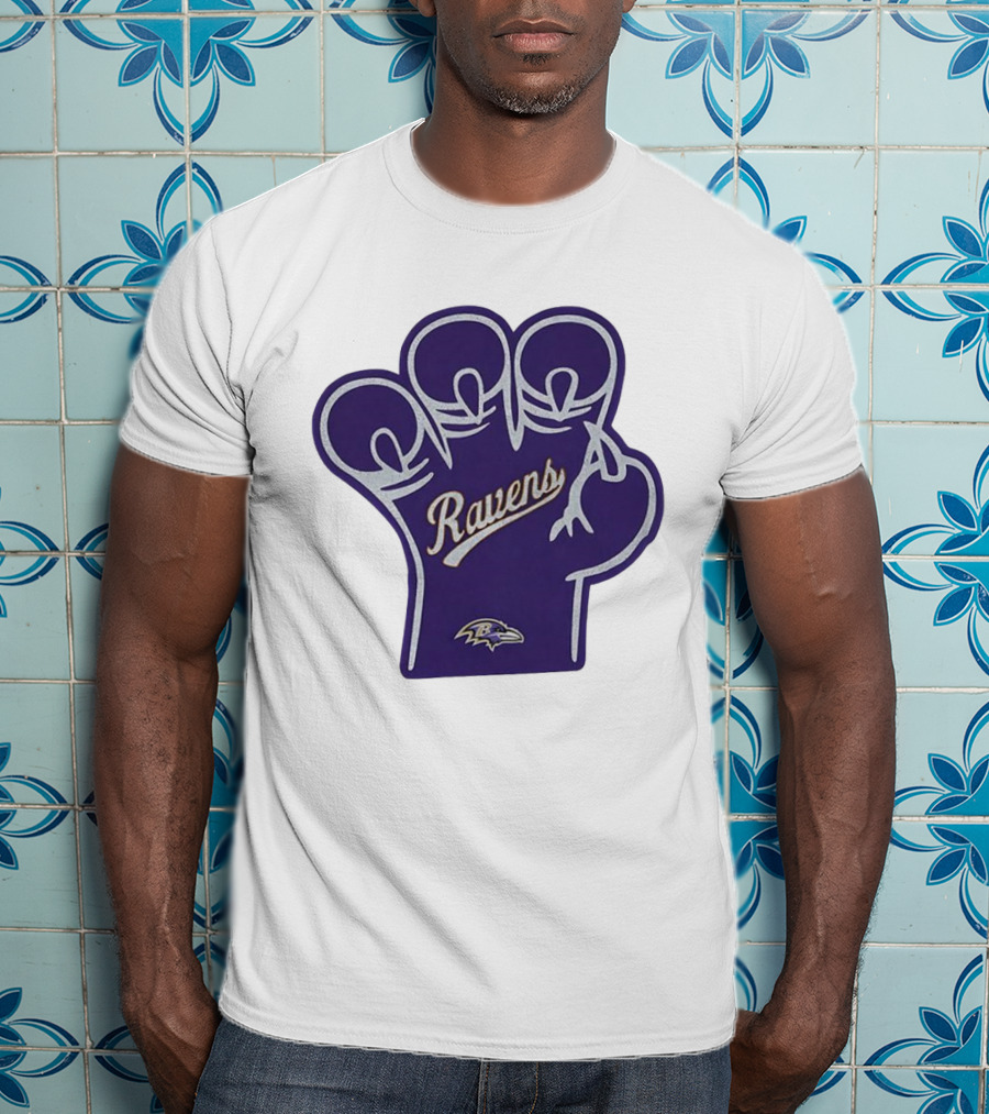 Baltimore Ravens Foam Claw Hand Purple Team Spirit Fan Gear T-Shirt