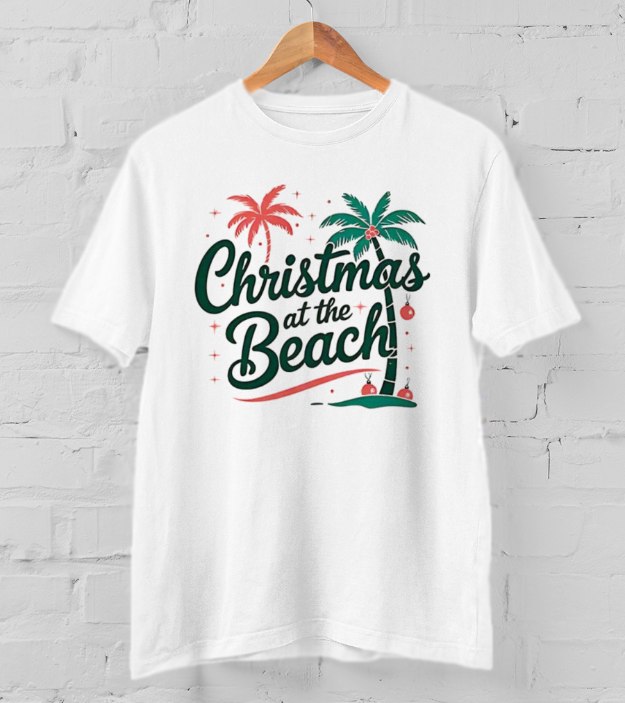 Christmas At The Beach Tropical Palm Trees Festive Holiday Vibes T-Shirt