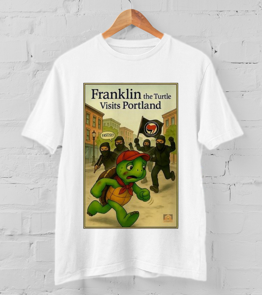 Franklin The Turtle Visits Portland Antifa Protest Scene T-Shirt