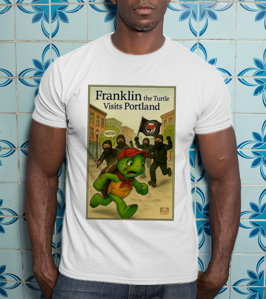 Franklin The Turtle Visits Portland Antifa Protest Scene T-Shirt