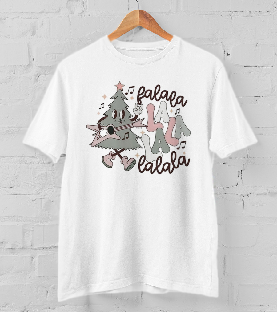 Christmas Tree Playing Electric Guitar Falala La La La Lalala Fun Holiday Music T-Shirt