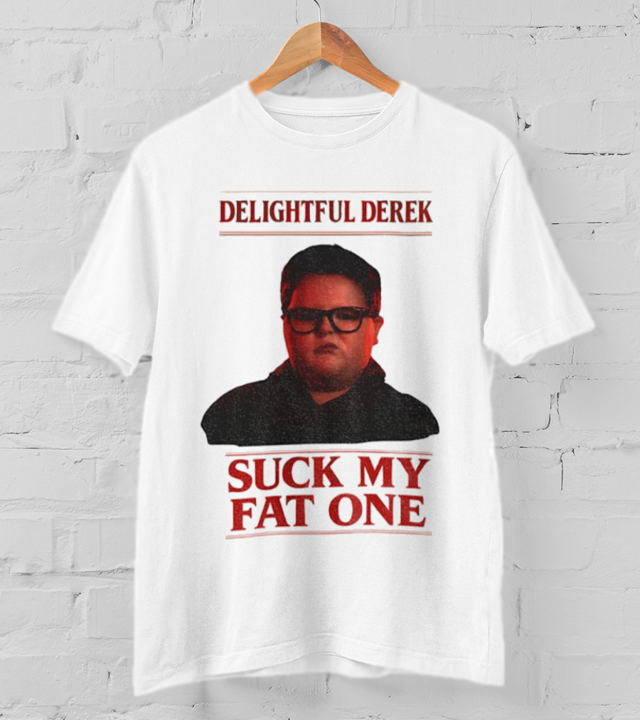 Delightful Derek Stranger Things Suck My Fat One Christmas T-Shirt