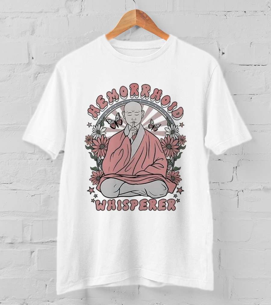Hemorrhoid Whisperer Monk Meditates Surrounded By Flowers T-Shirt