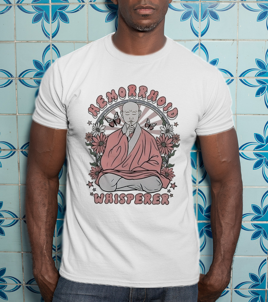 Hemorrhoid Whisperer Monk Meditates Surrounded By Flowers T-Shirt
