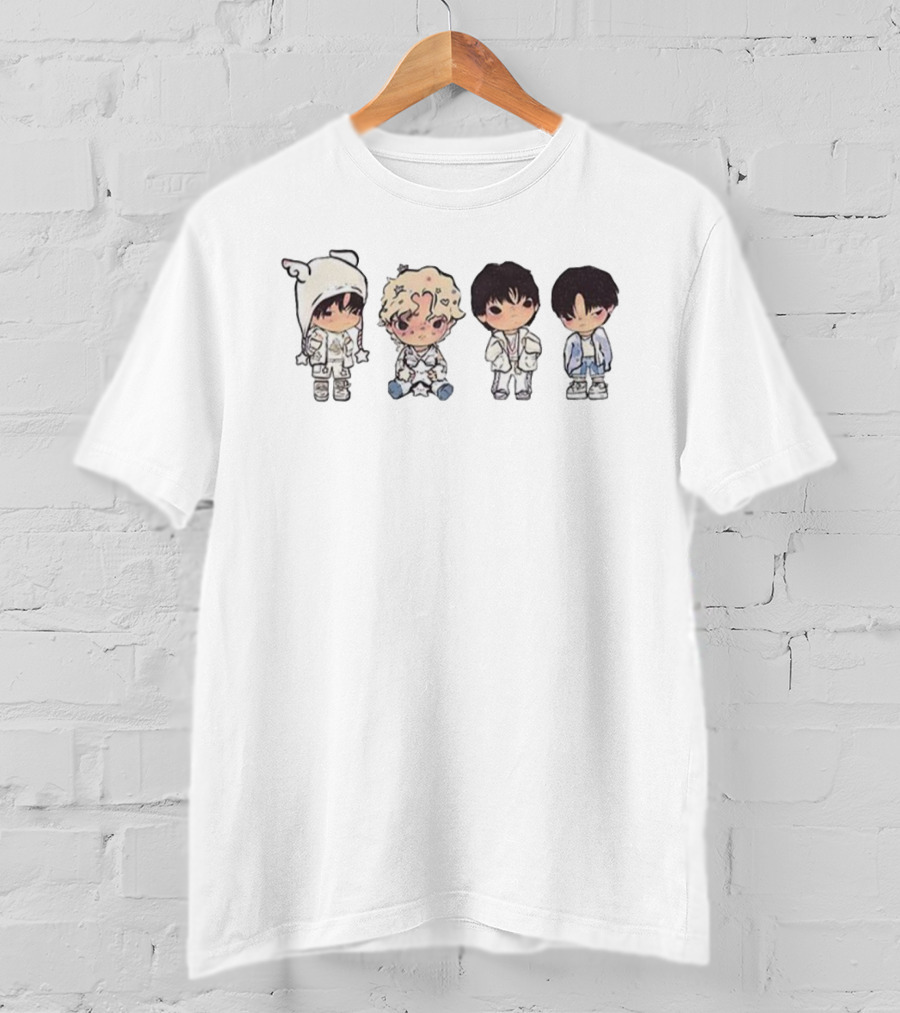 Stray Kids Chibi Characters In White Outfits Meme T-Shirt
