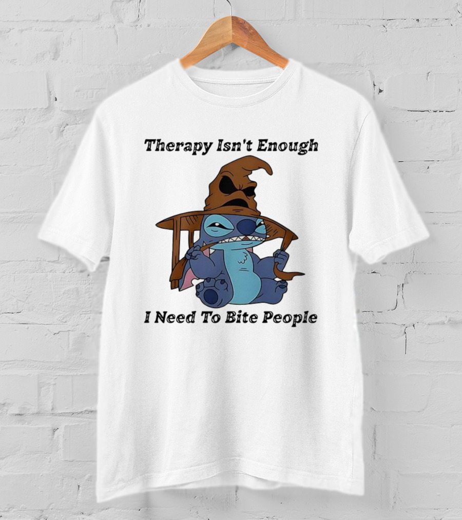 Therapy Isn't Enough I Need To Bite People Stitch Mood T-Shirt