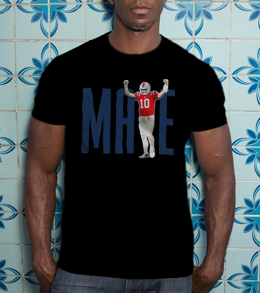 Drake Maye 10 New England Patriots Celebration NFL Football 2025 T-Shirt