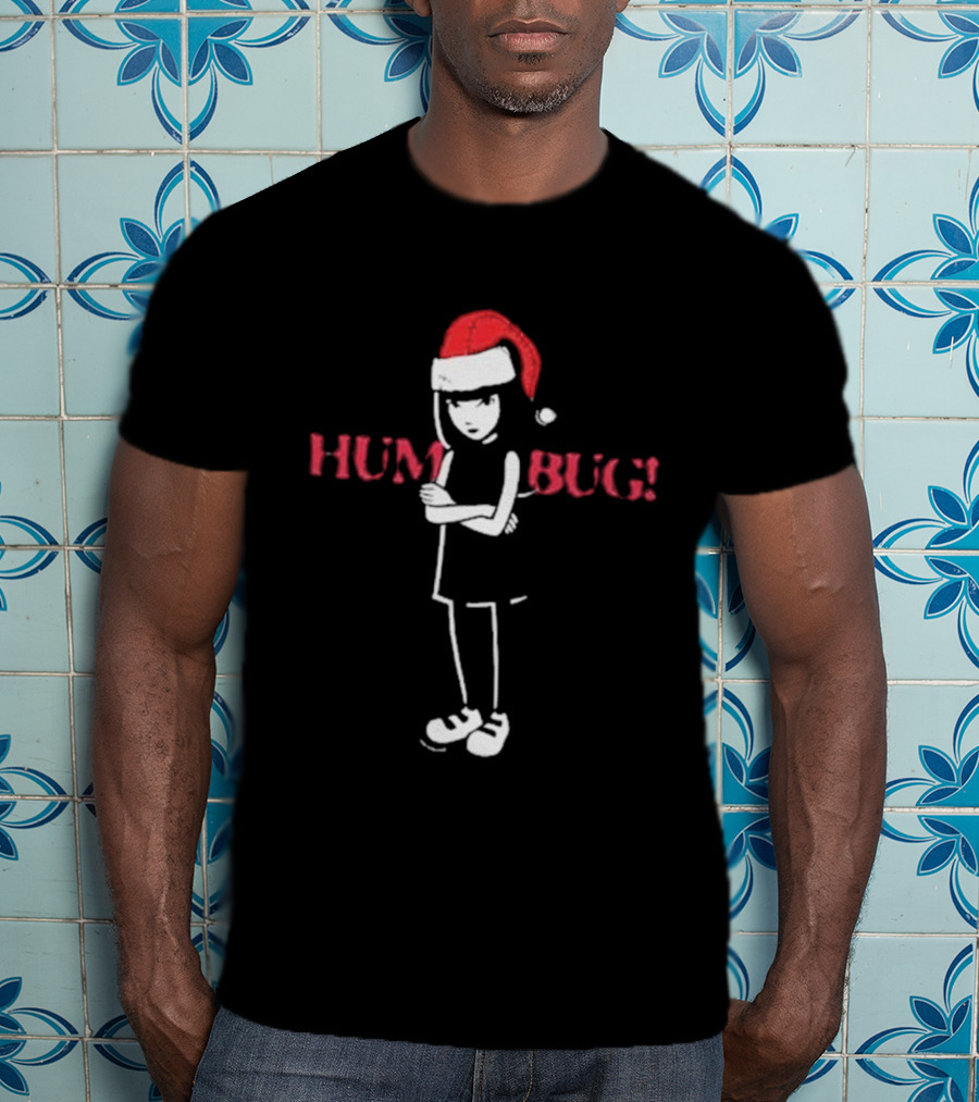 Emily The Strange Humbug Christmas Santa Hat T-Shirt