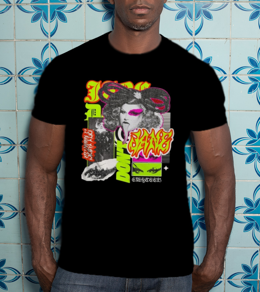 Jane Don't Glam Punk Retro Vibe Colorful Collage T-Shirt