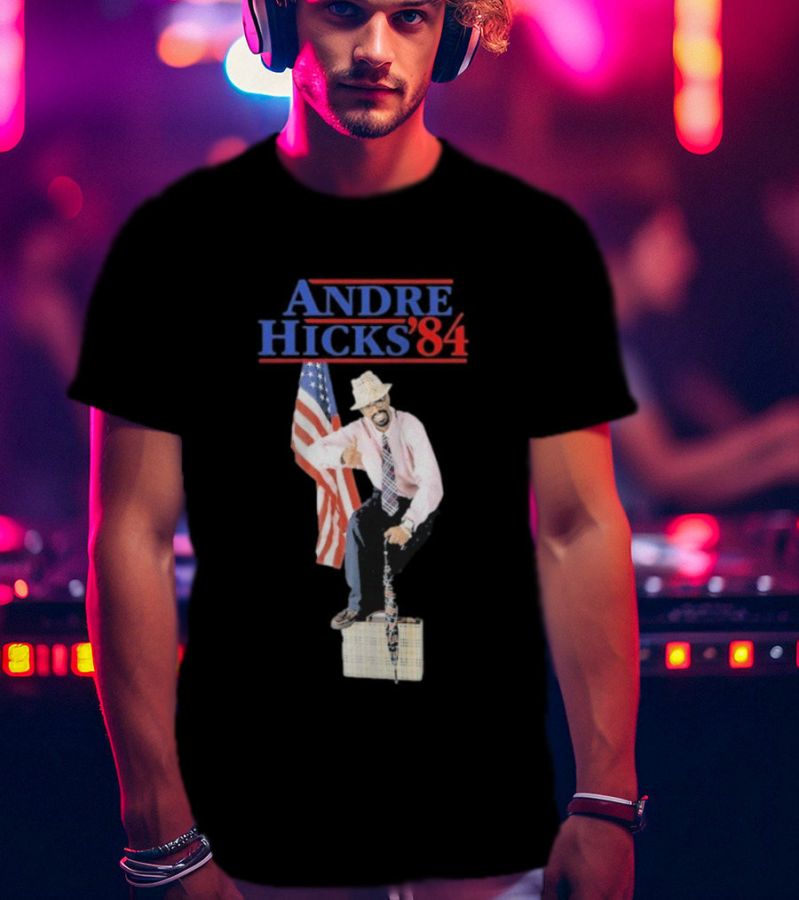 Andre Hicks 1984 American Flag Theme T-Shirt