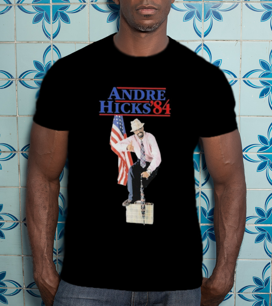 Andre Hicks 1984 American Flag Theme T-Shirt