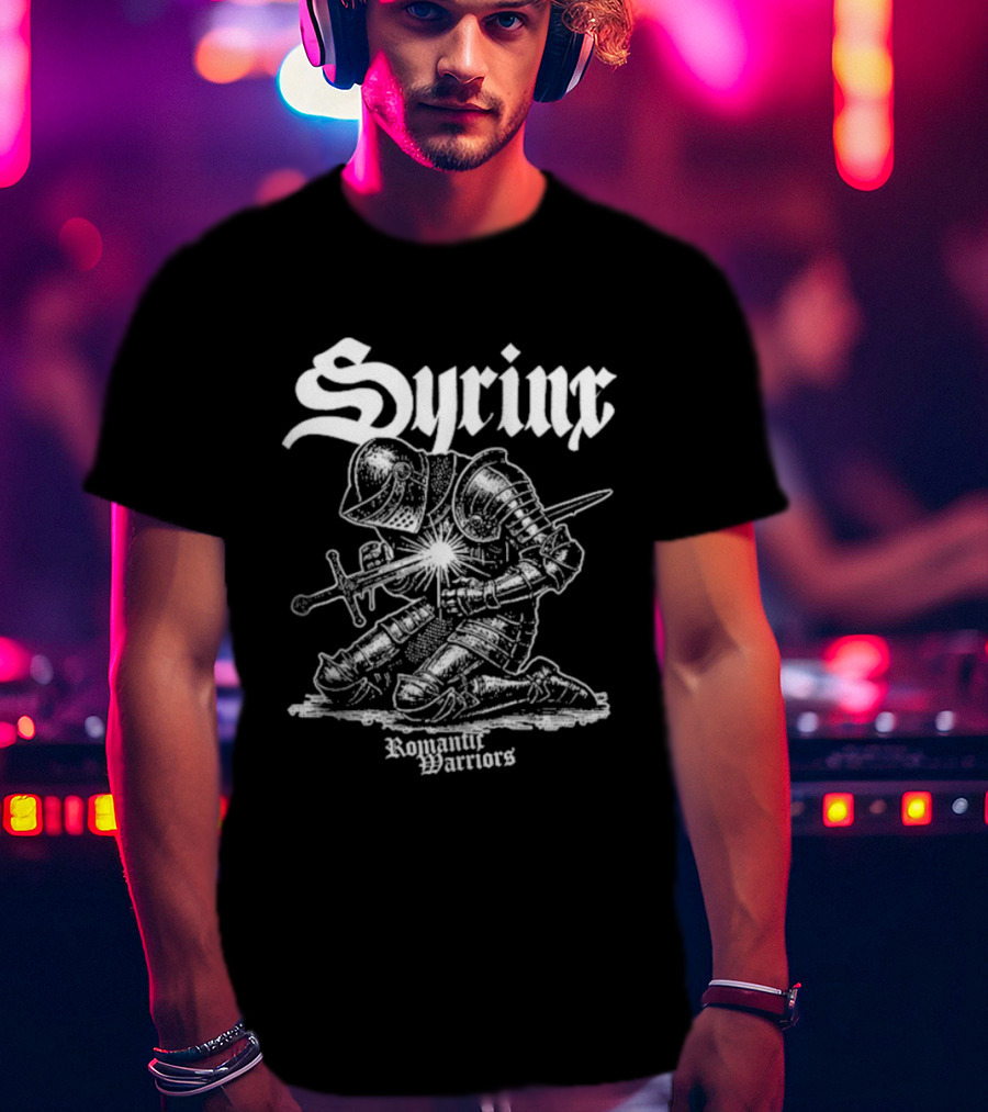 Syrinx Romantic Warriors Knight Sword Kneeling Medieval Armor T-Shirt