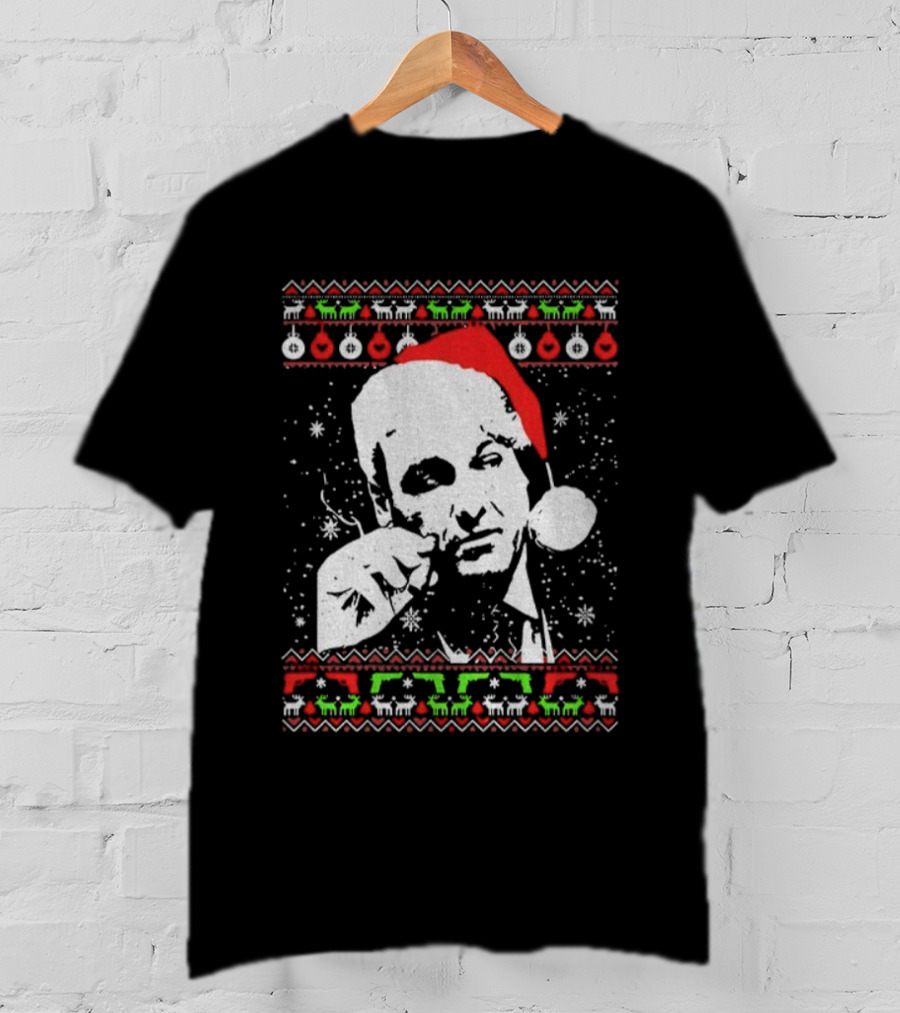Tony Soprano Santa Hat Merry Christmas 2025 Vintage Ugly Sweater Style T-Shirt