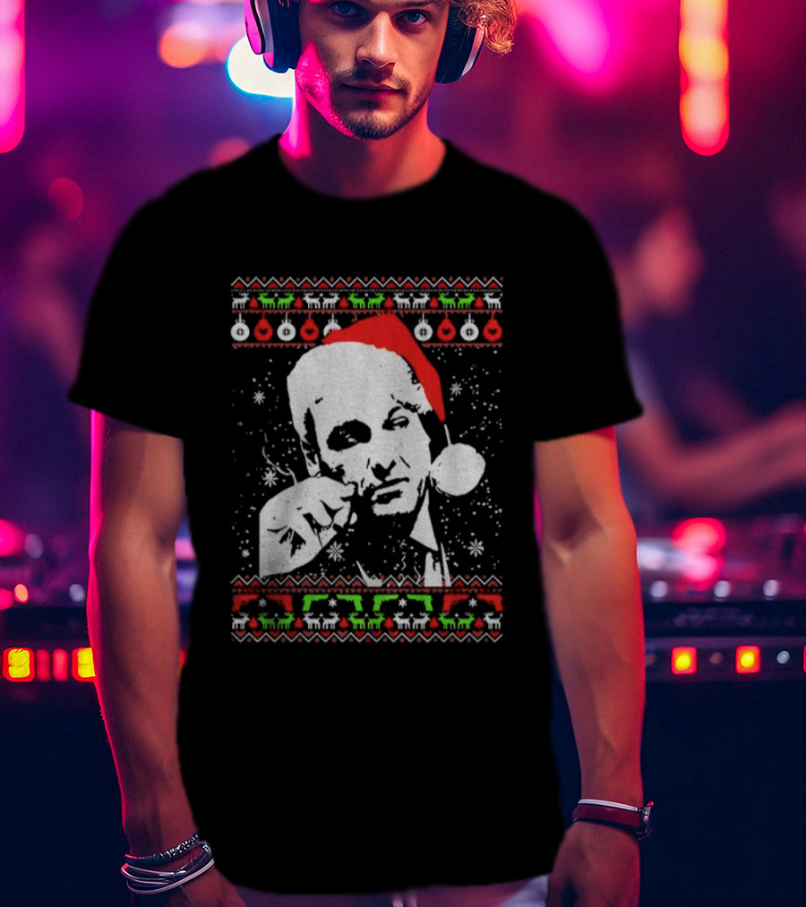 Tony Soprano Santa Hat Merry Christmas 2025 Vintage Ugly Sweater Style T-Shirt