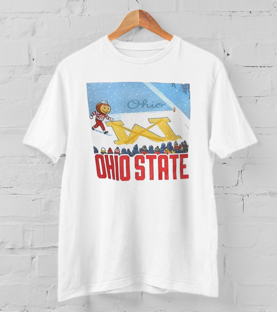 Ohio State Brutus Buckeye Crosses Out Michigan Snow Go Buckeyes Christmas T-Shirt