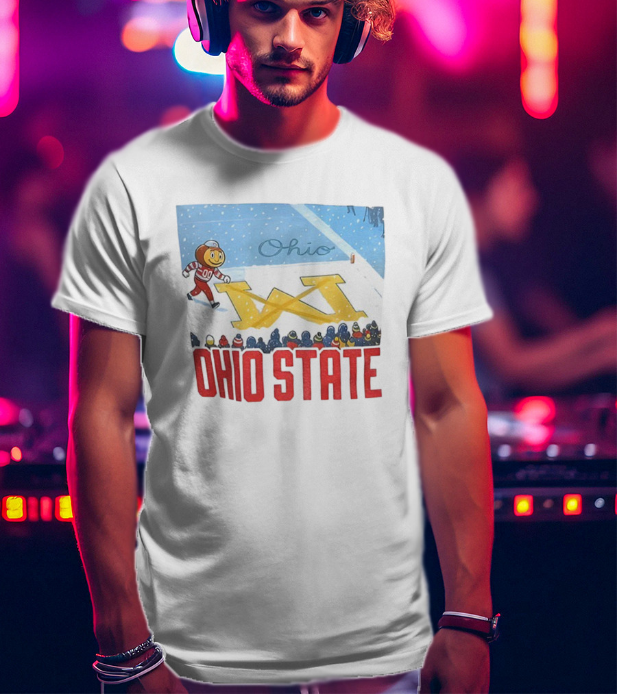 Ohio State Brutus Buckeye Crosses Out Michigan Snow Go Buckeyes Christmas T-Shirt