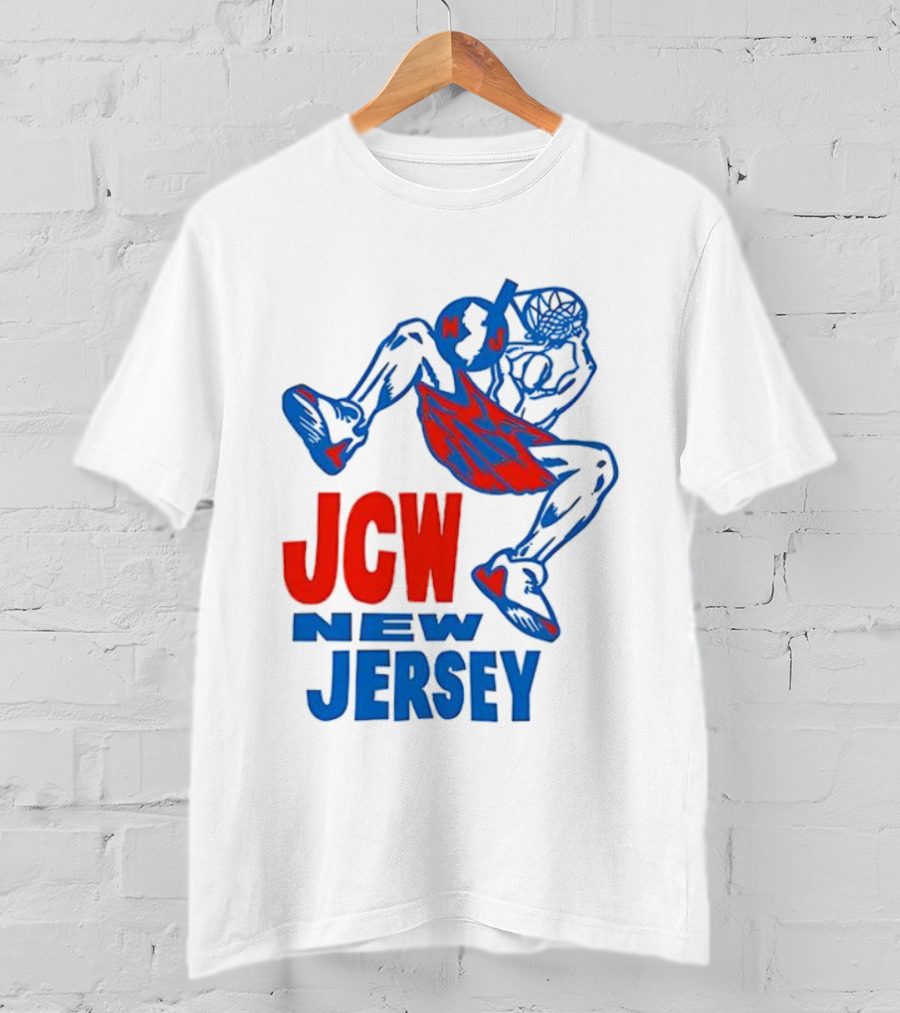 JCW New Jersey Basketball Dunking Figure Iconic Sports Style T-Shirt