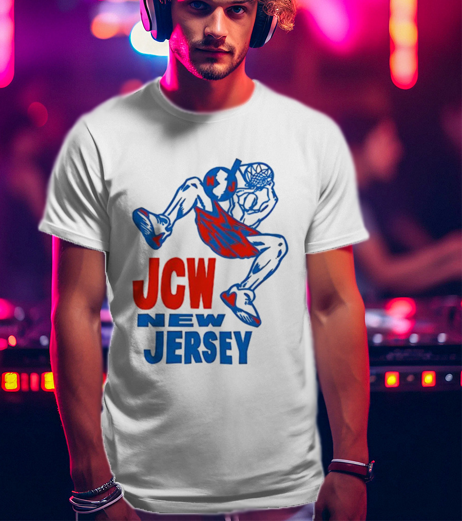JCW New Jersey Basketball Dunking Figure Iconic Sports Style T-Shirt