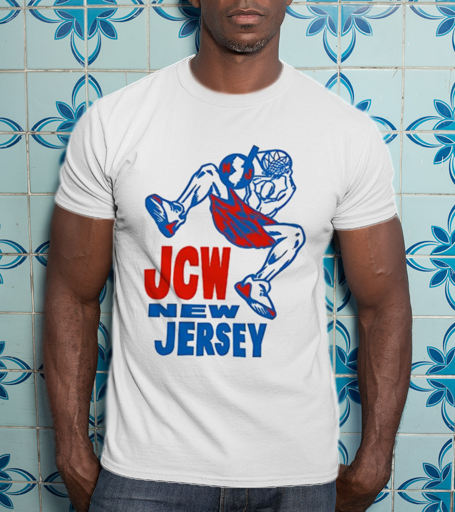 JCW New Jersey Basketball Dunking Figure Iconic Sports Style T-Shirt