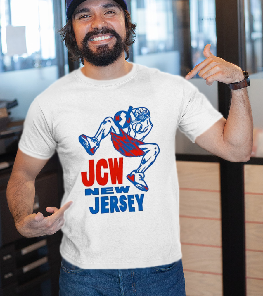 JCW New Jersey Basketball Dunking Figure Iconic Sports Style T-Shirt