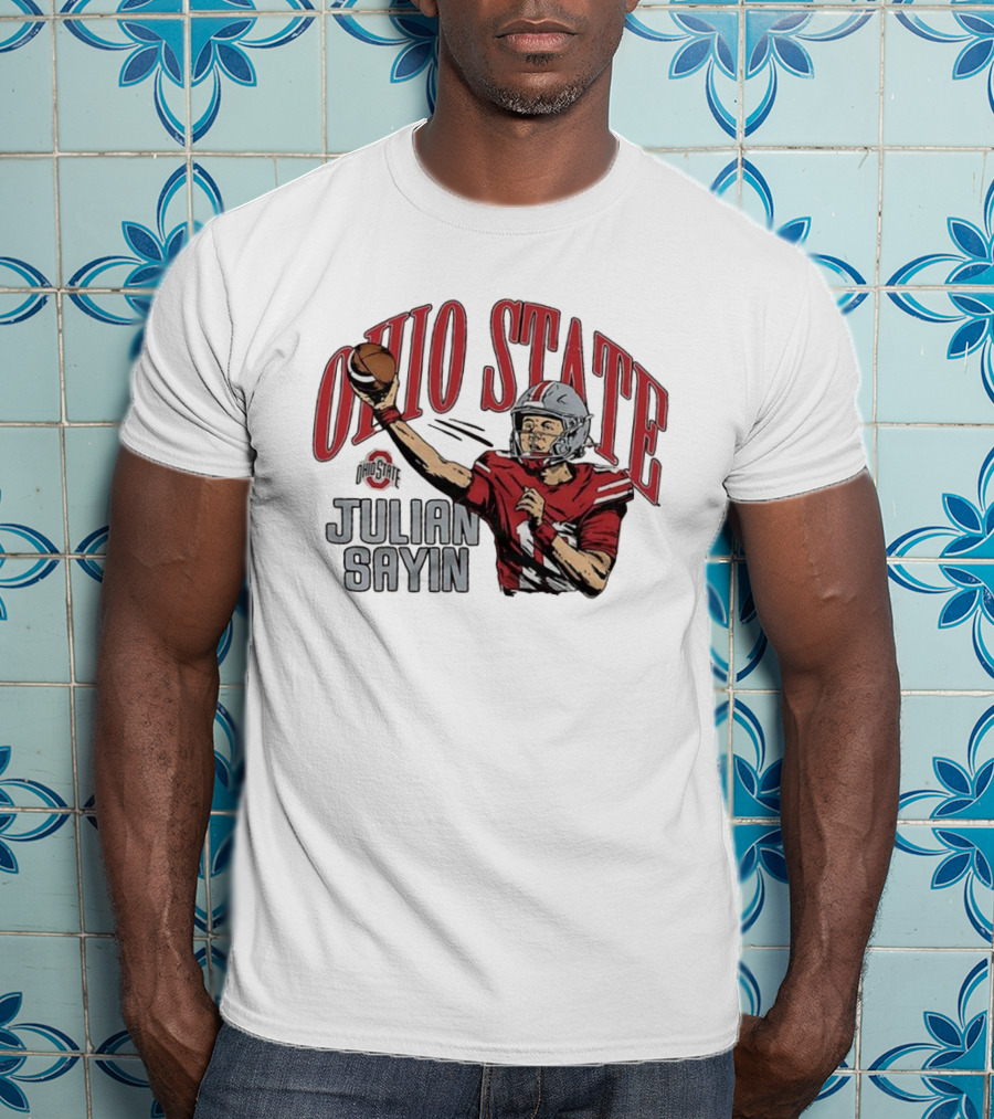 Ohio State Buckeyes Julian Sayin Football Throw Cartoon T-Shirt