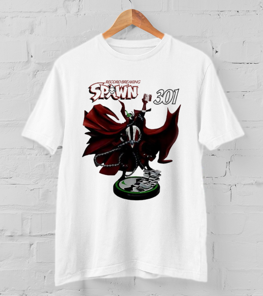 Record Breaking Spawn 301 Comic Iconic Red Cape Hero T-Shirt