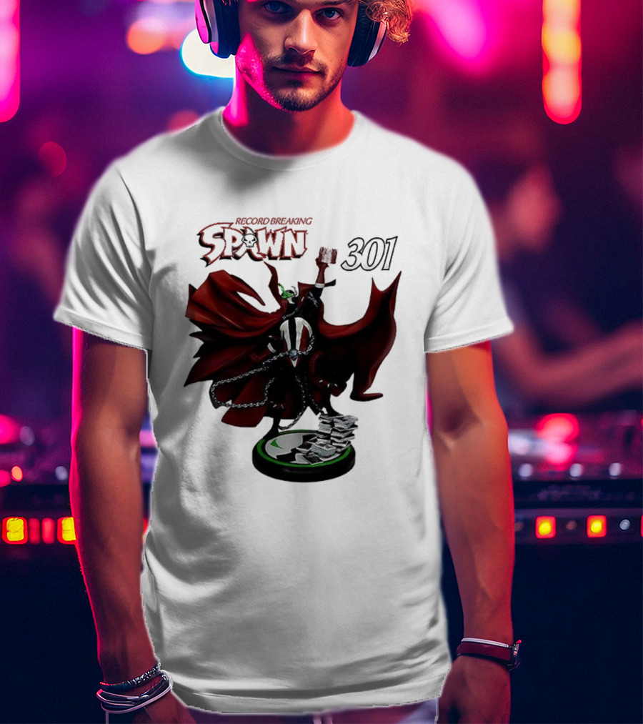 Record Breaking Spawn 301 Comic Iconic Red Cape Hero T-Shirt