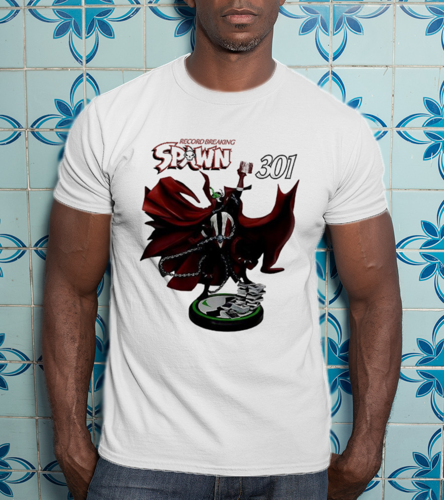 Record Breaking Spawn 301 Comic Iconic Red Cape Hero T-Shirt