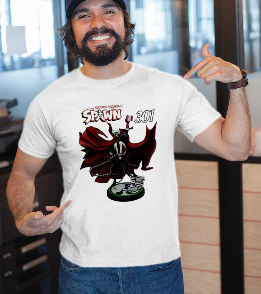 Record Breaking Spawn 301 Comic Iconic Red Cape Hero T-Shirt
