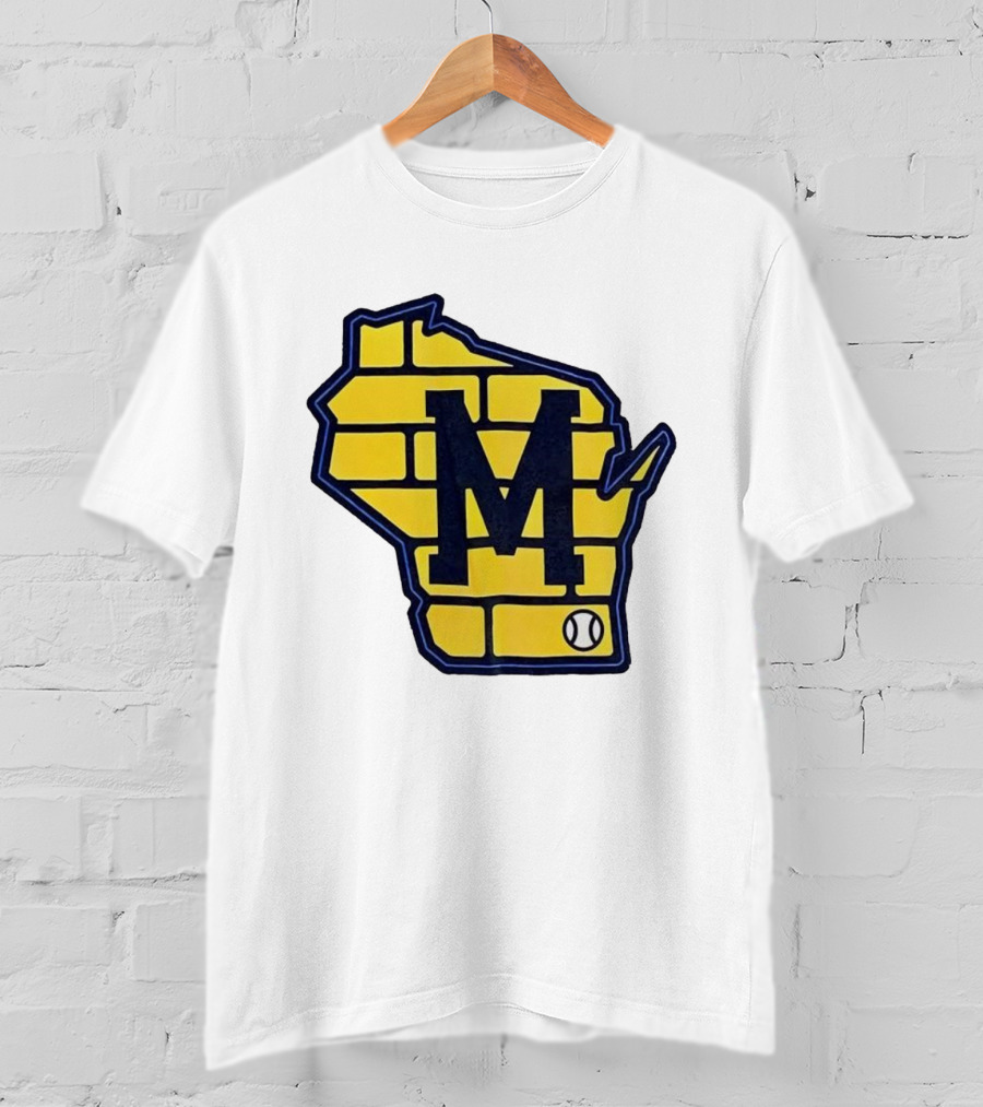 Milwaukee Brewers Wisconsin Brick M Baseball Icon T-Shirt