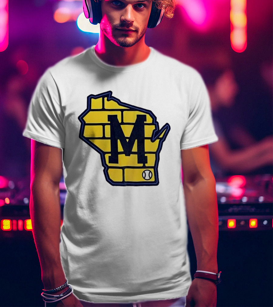 Milwaukee Brewers Wisconsin Brick M Baseball Icon T-Shirt