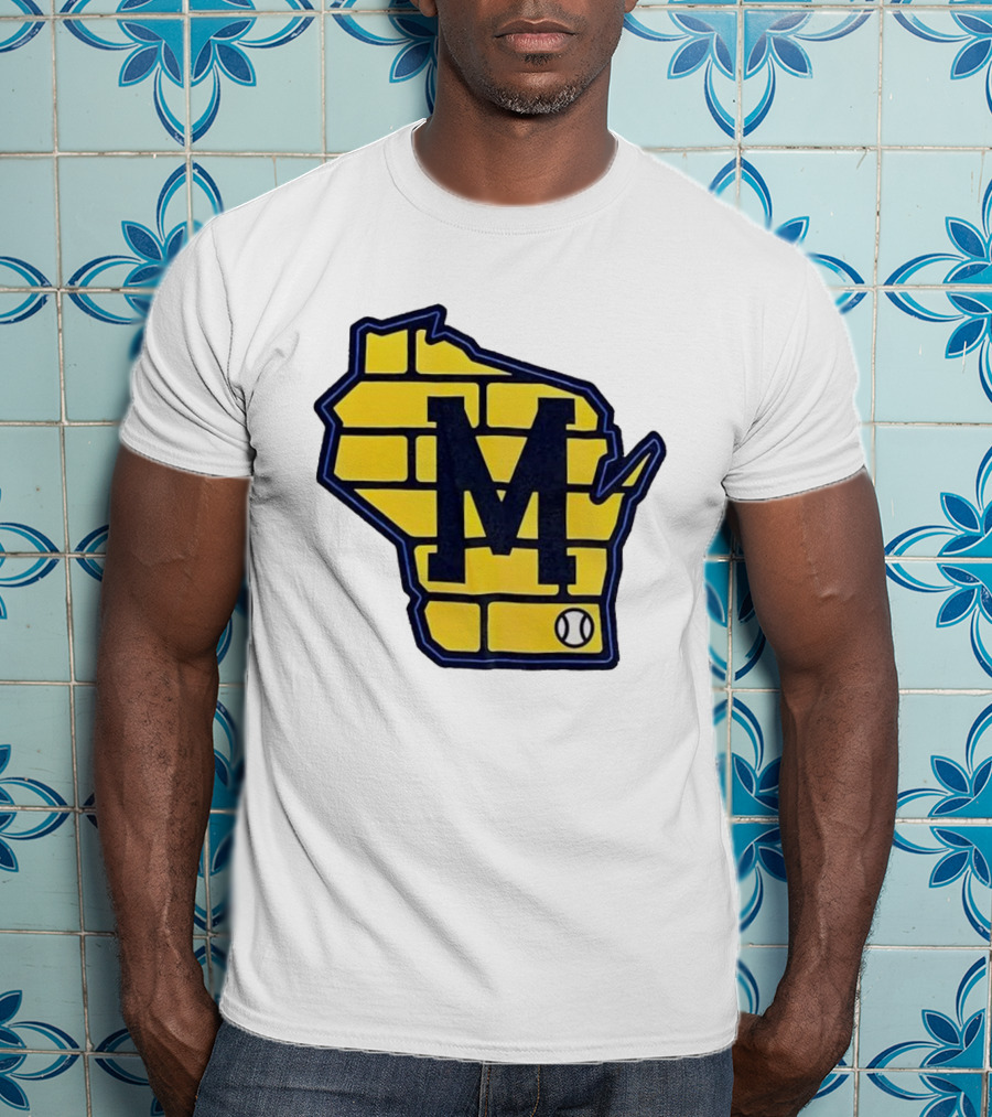 Milwaukee Brewers Wisconsin Brick M Baseball Icon T-Shirt