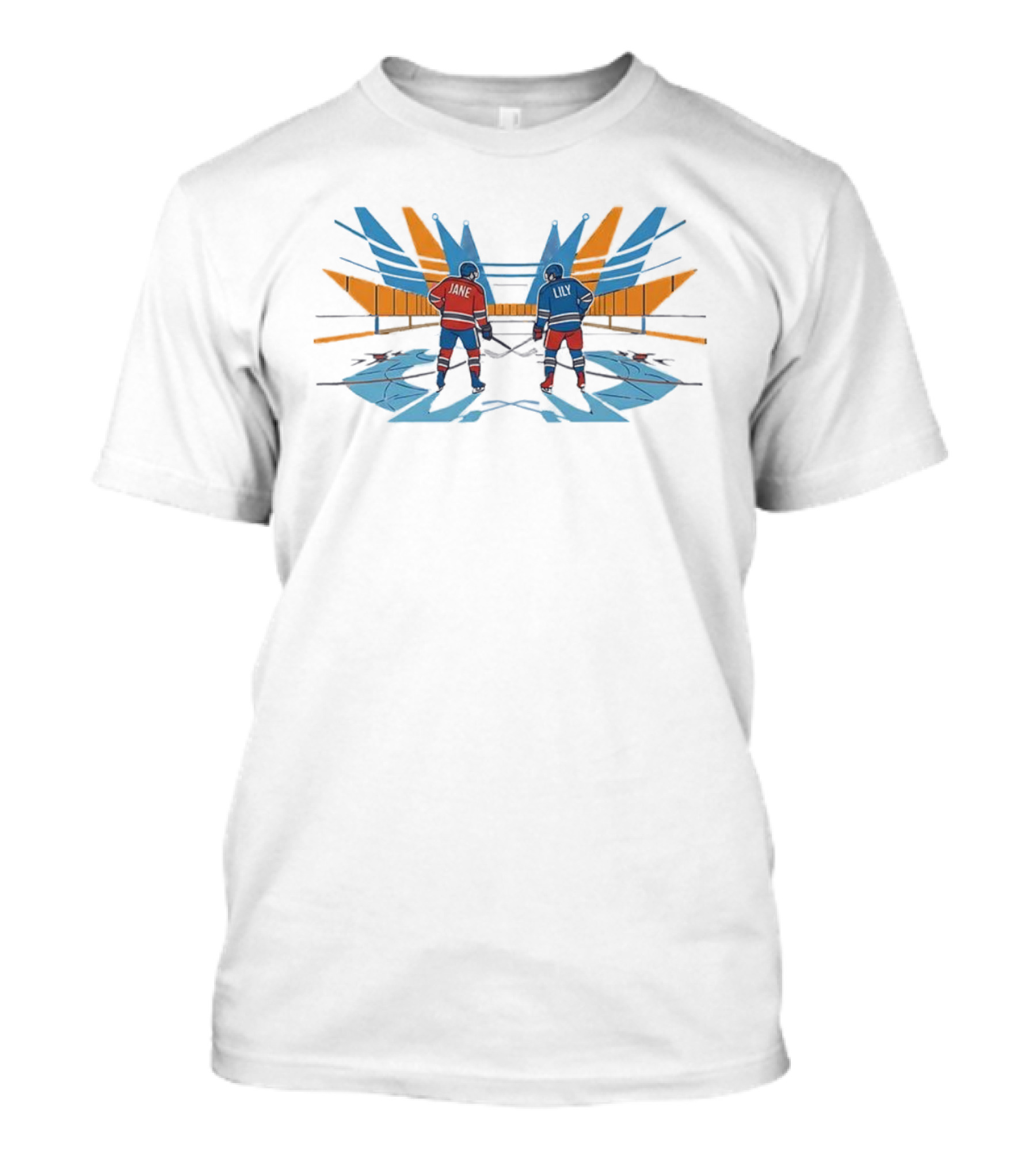 Jane Vs Lily Rivalry Intense Hockey Showdown T-Shirt