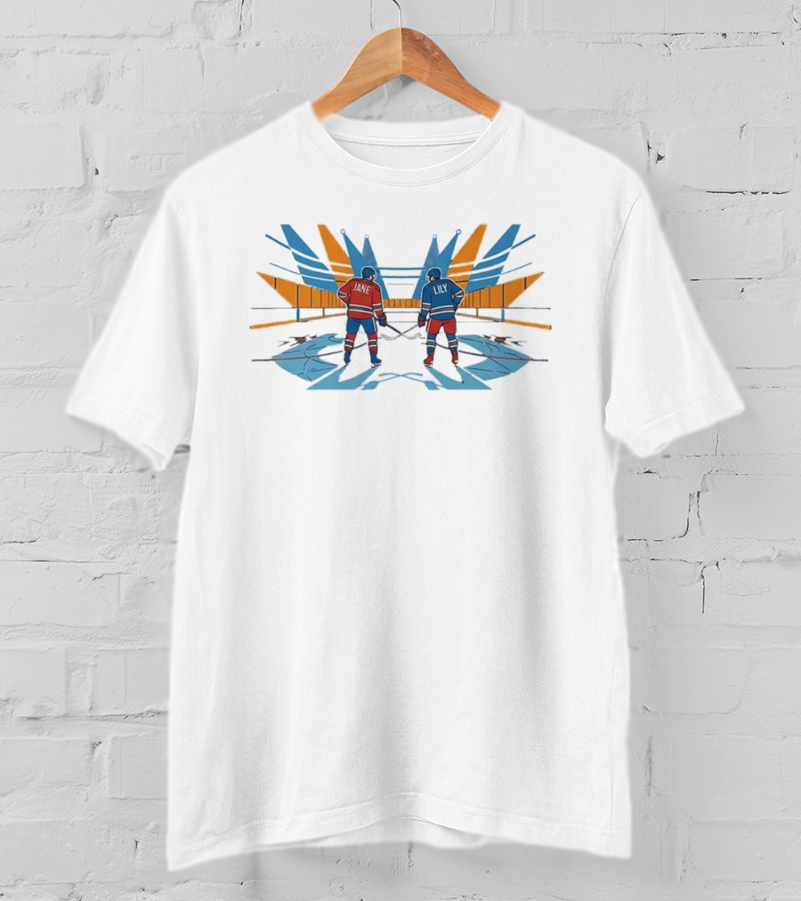 Jane Vs Lily Rivalry Intense Hockey Showdown T-Shirt