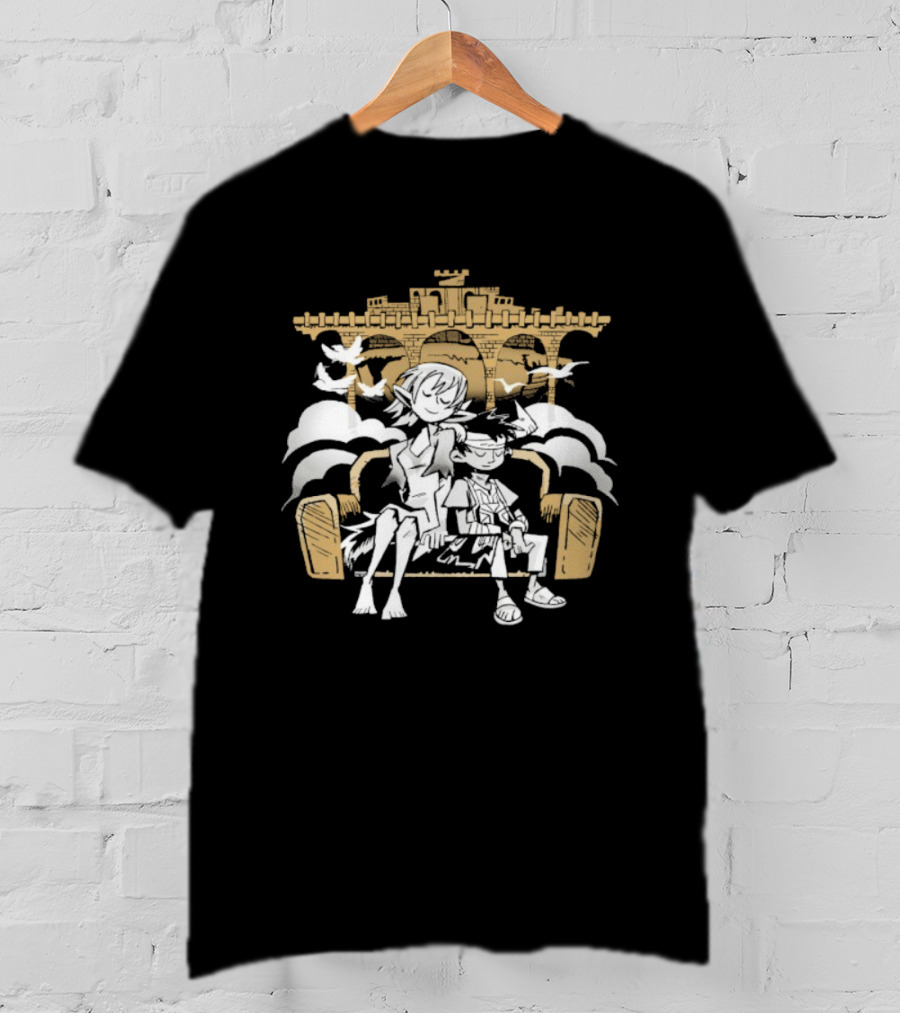 Cigardoesart Misty Respite Cityscape And Doves Illustration T-Shirt