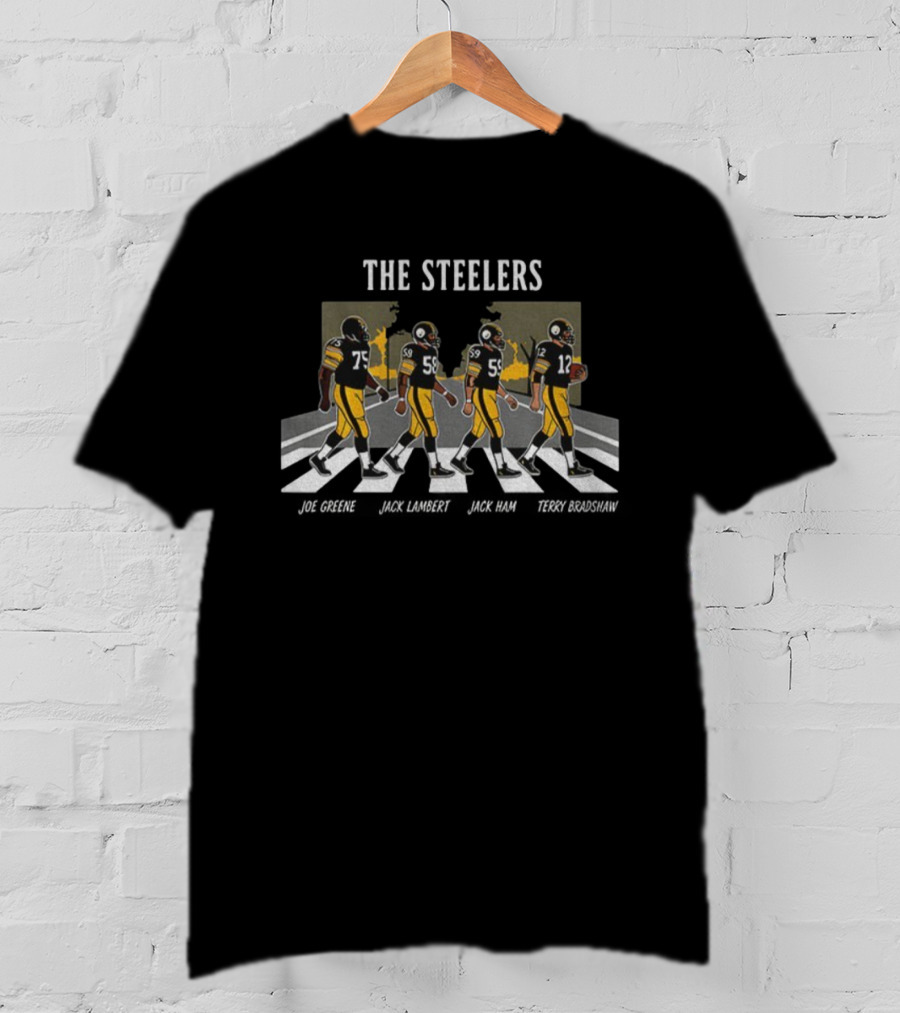 The Steelers Joe Greene Jack Lambert Jack Ham Terry Bradshaw Abbey Road Football T-Shirt