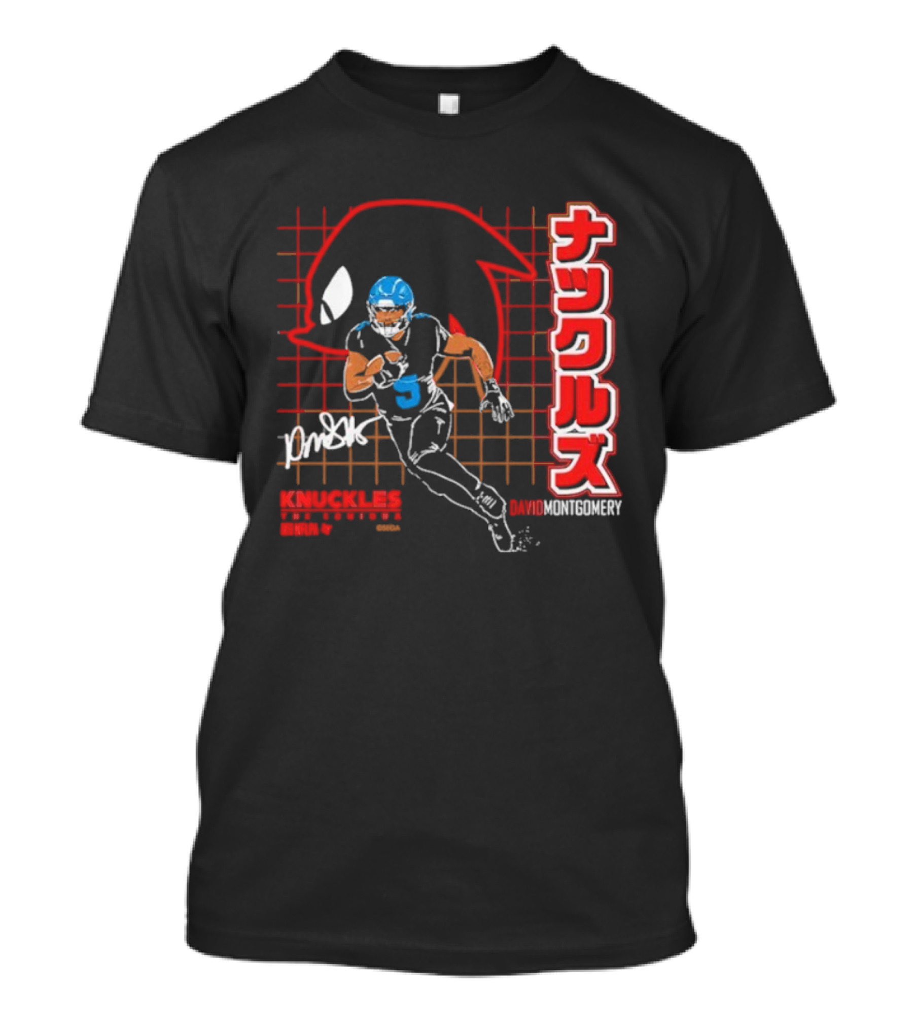David Montgomery Knuckles The Echidna Grid Style Running Back T-Shirt