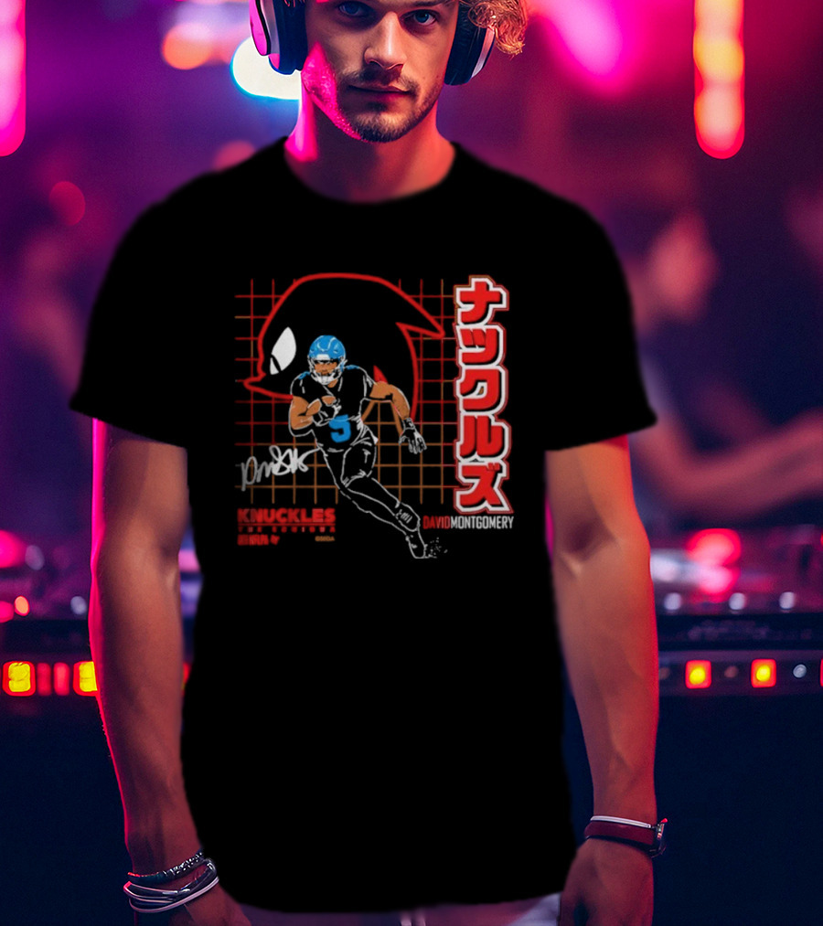 David Montgomery Knuckles The Echidna Grid Style Running Back T-Shirt