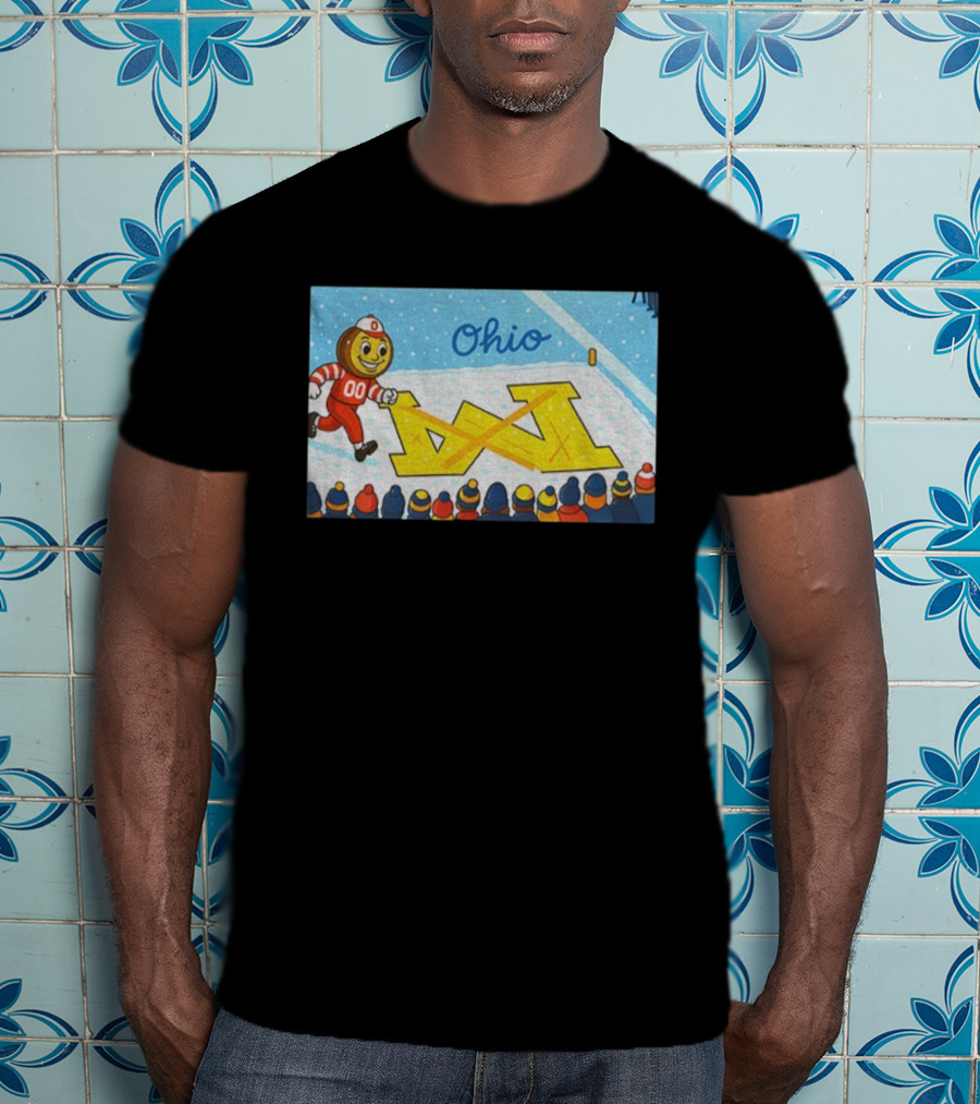 Ohio State Buckeyes Brutus Snow Beats Michigan Wolverines Rivalry Victory Winter Scene T-Shirt