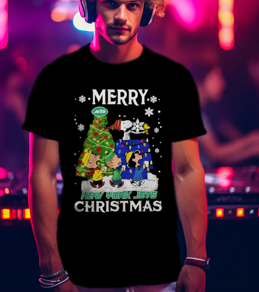 Merry Christmas Snoopy Friends New York Jets NFL Celebration T-Shirt
